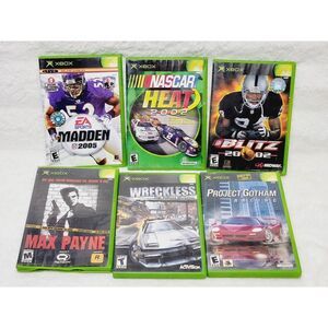 Microsoft Xbox Game Lot Of 6 Wreckless, Nascar, Project Gotham, Max Payne Madden